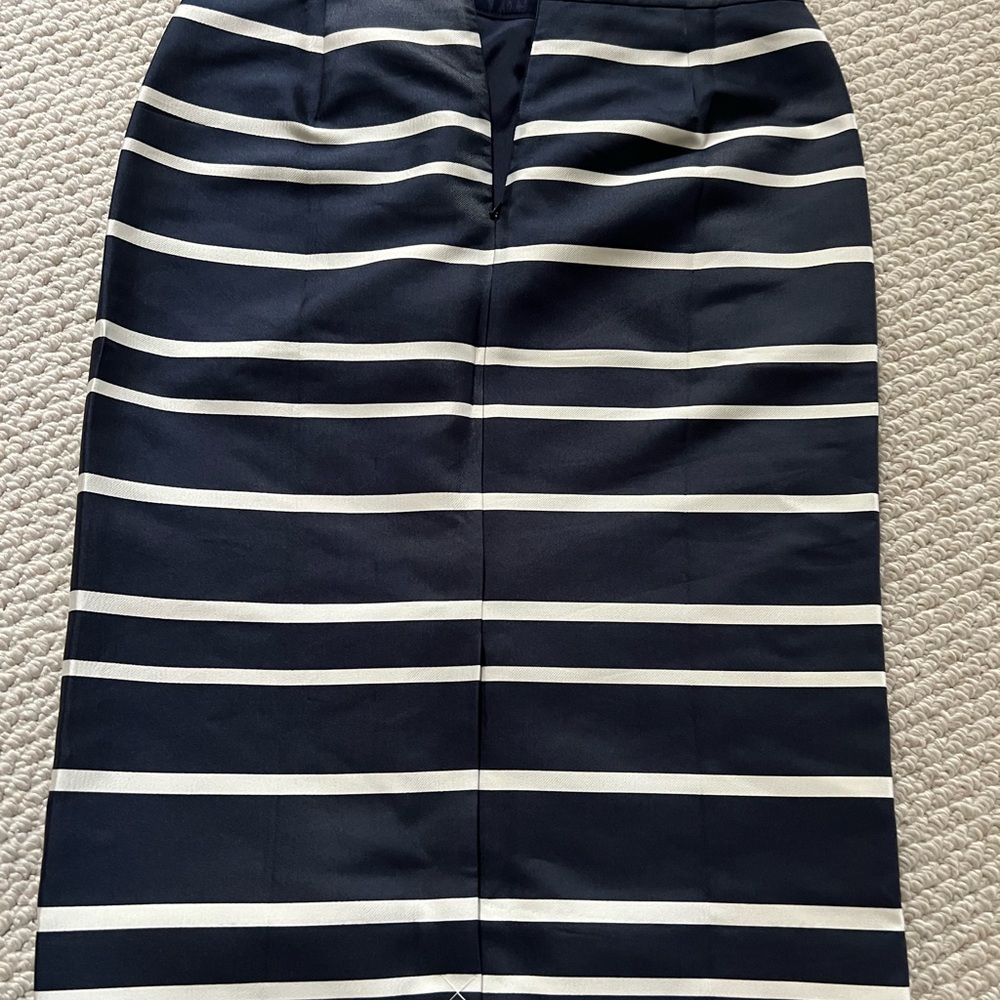 J. Crew Navy and White Striped Pencil Skirt